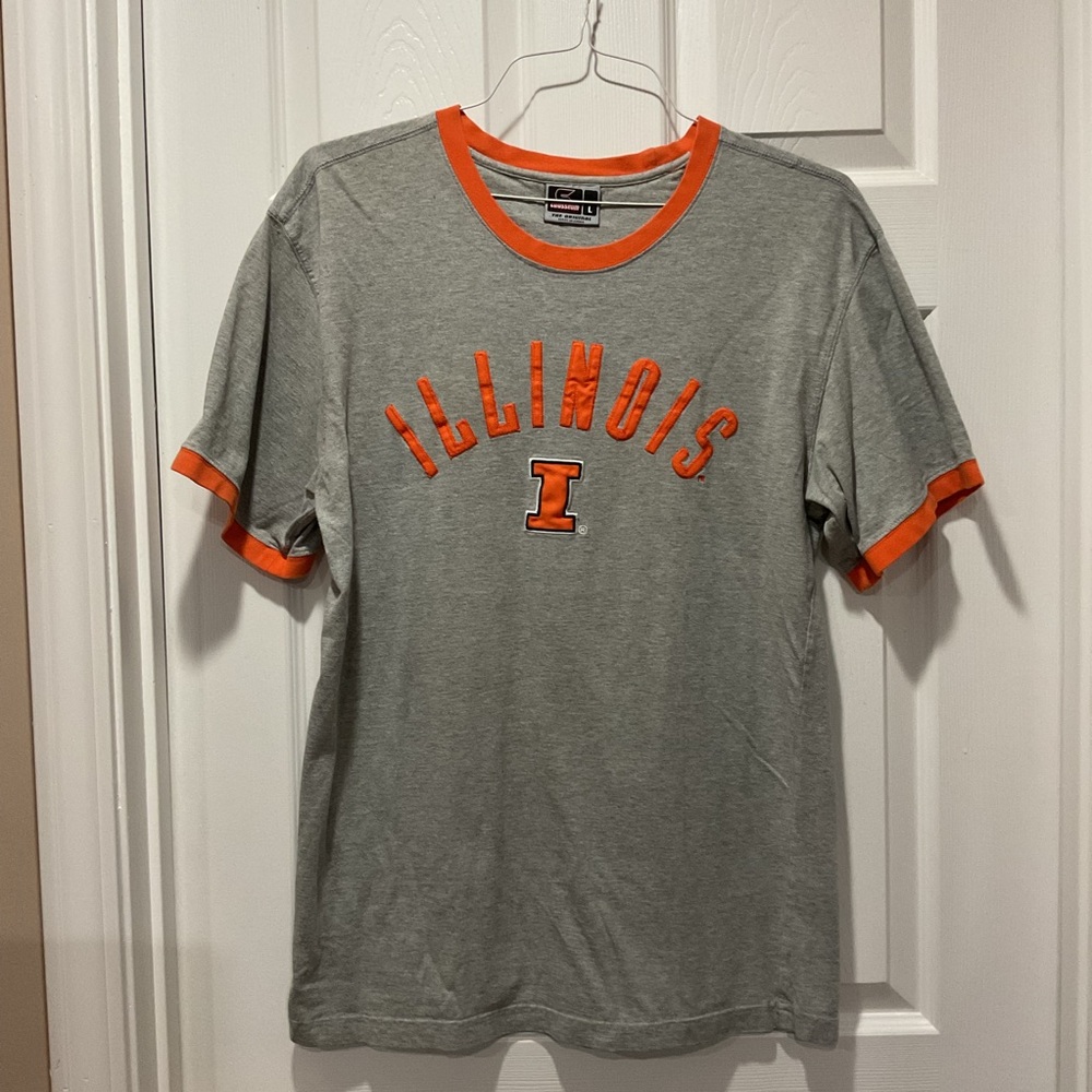 University of Illinois Athletic Gray Tee with Orange Trim